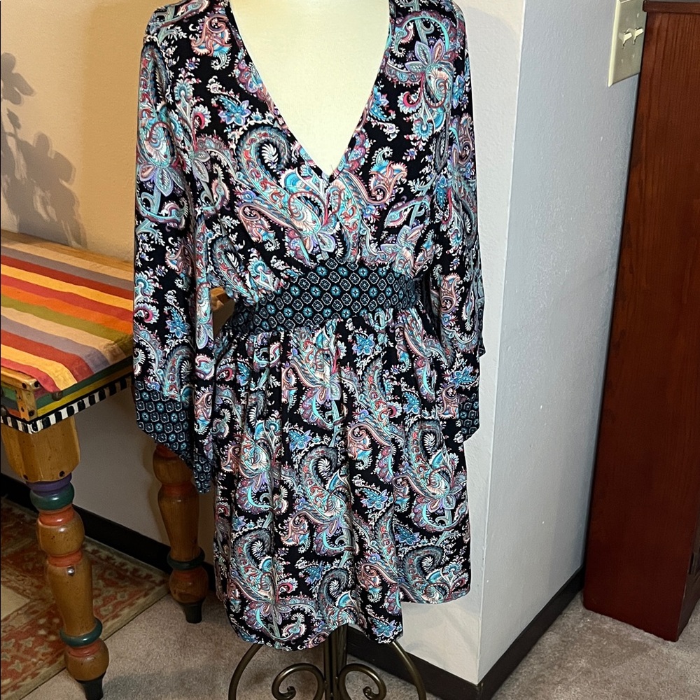 Blue Blush Paisley Print Dress